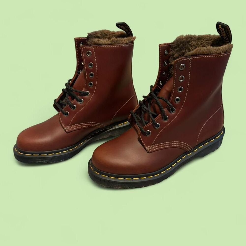 Dr. Martens 1460 Serena Faux Fur Lined Boots - Brown Abruzzo (Size 8)